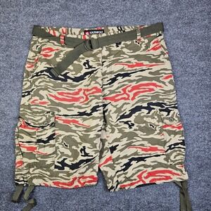 Vintage Southpole Camo Cargo Shorts Mens 42 Belted Ripstop Baggy Y2K Paratrooper